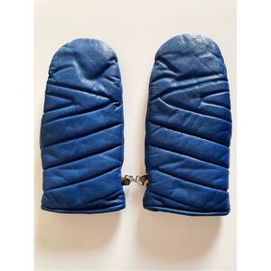 Vintage Cobalt Blue Leather Mittens, Leather Mittens, Vintage Leather Mittens